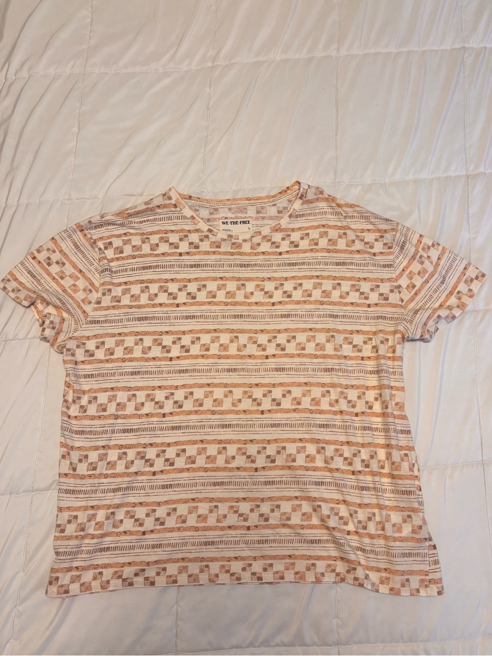 We The Free Striped Geo Tee in Cream & Tan